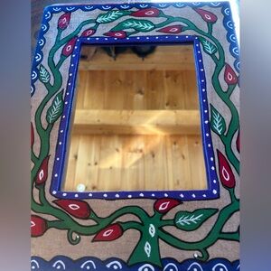 Hand Painted Folk Art Southwest Decoupage Chili Pepper Mirror 15x12